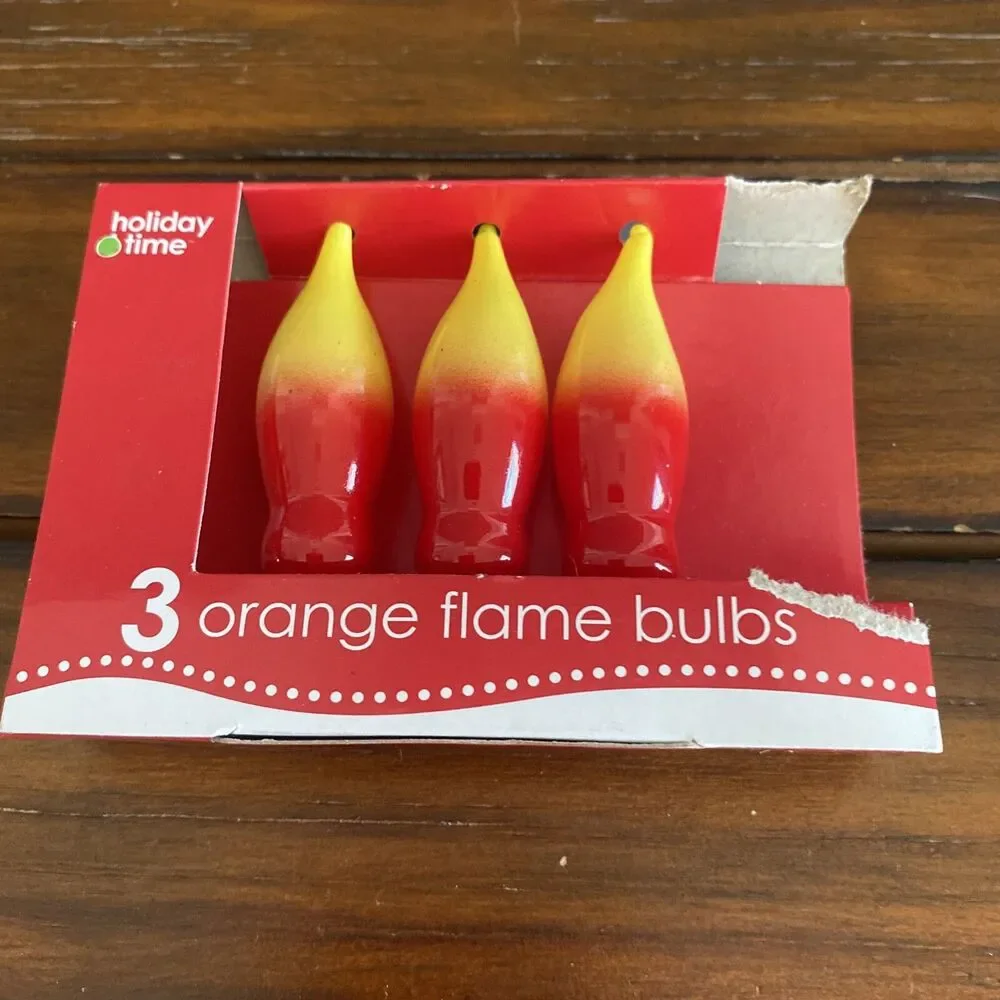 3 Replacement Orange Flame Bulbs Lamp Halloween Christmas Candelabra 120V 7W New